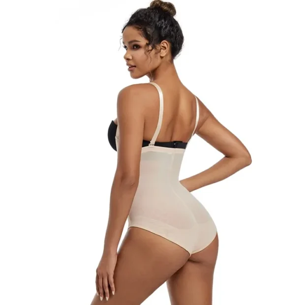 Wysokie modelujące majtki z ramiączkami i transparentnymi panelami