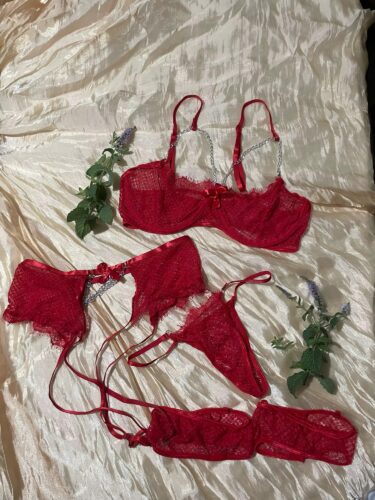 Siateczkowy zestaw bielizny z łańcuszkami i podwiązkami photo review