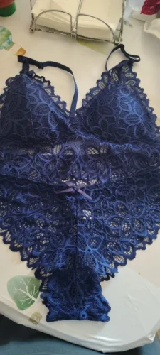 Koronkowy zestaw z miękkim biustonoszem typu bralette photo review