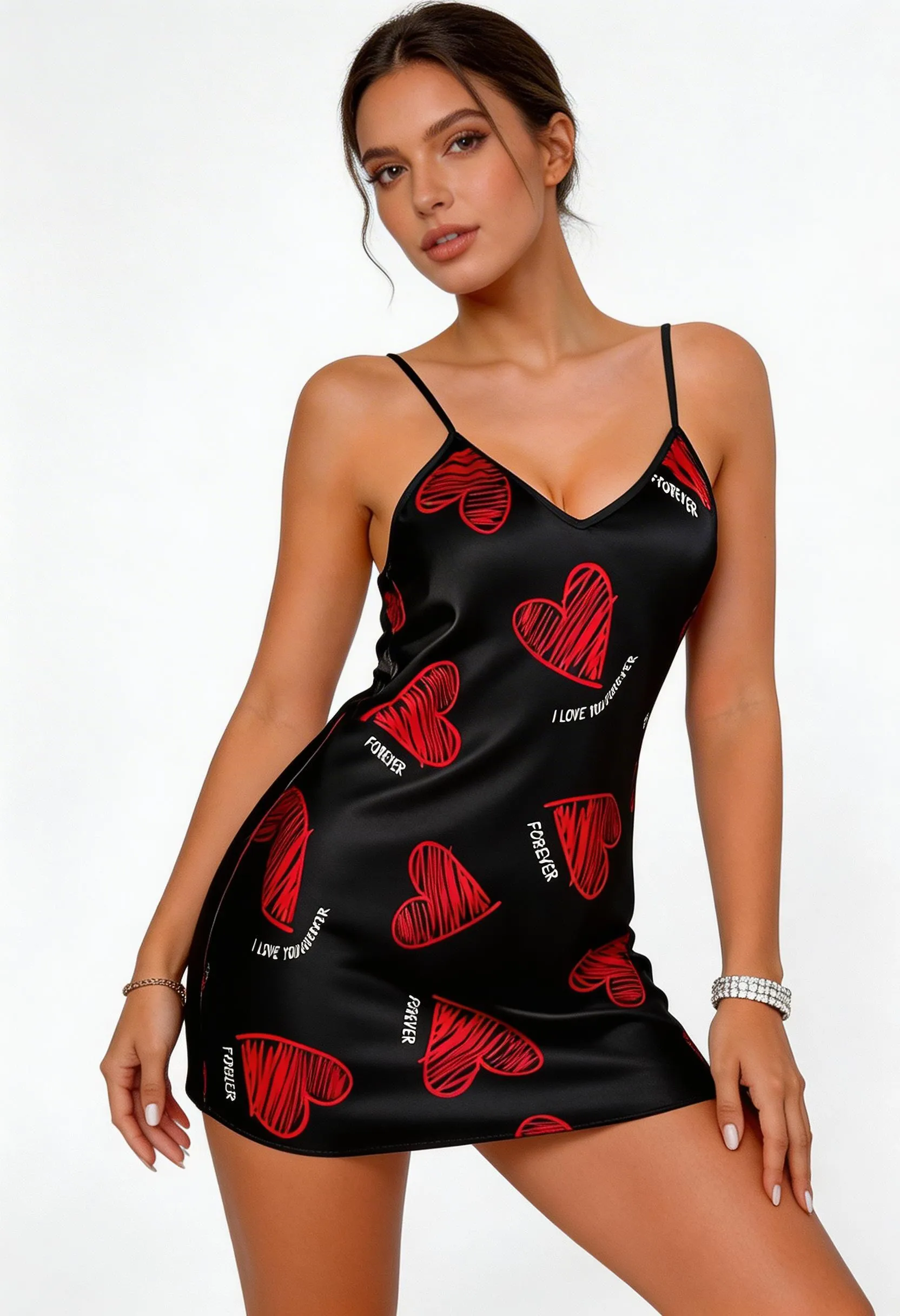 Satynowa koszula nocna z ramiączkami