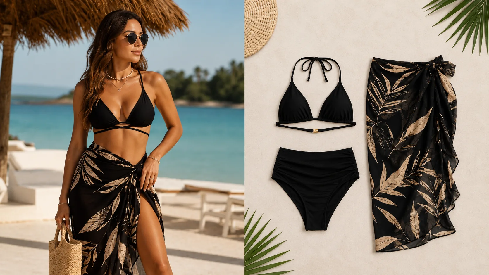Bikini z pareo lub spódnicą – gotowy zestaw plażowy bez dodatkowego szukania