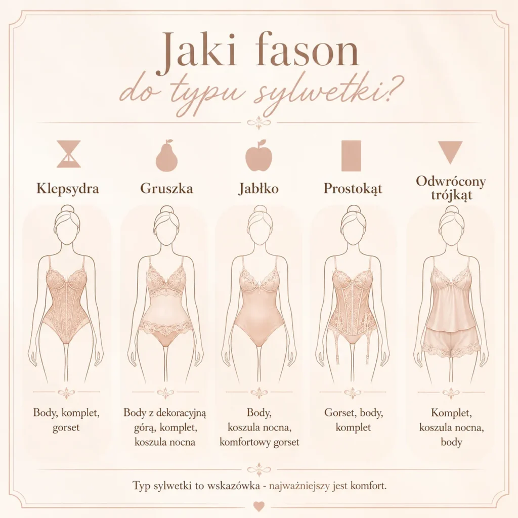 Jaki fason do typu sylwetki? Klepsydra, Gruszka, Jabłko, Prostokąt oraz Odwrócony Trójkąt